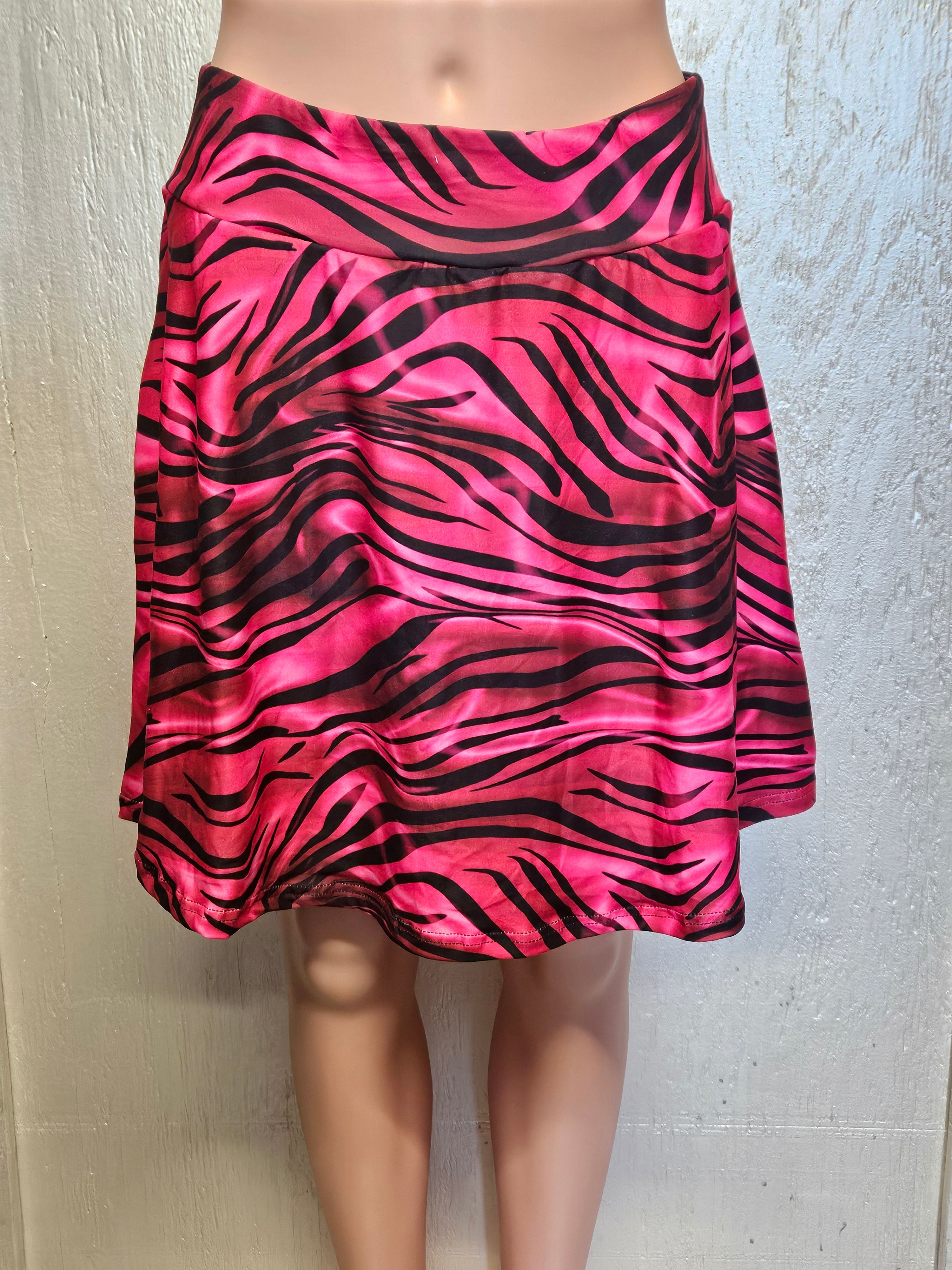 Satin Pink Zebra capris and skorts with pockets