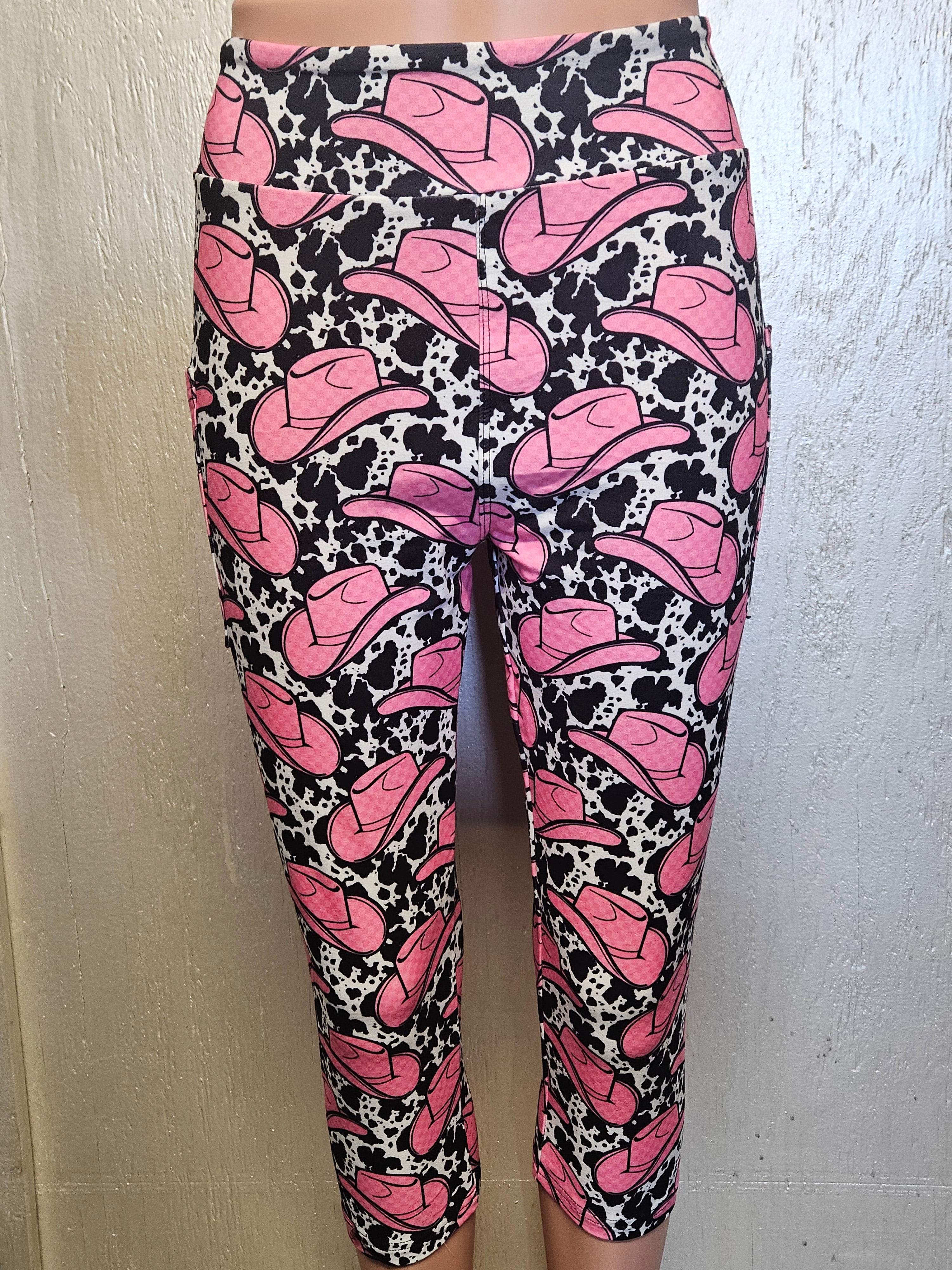 Pink Cowboy Hats skorts, leggings, and capris