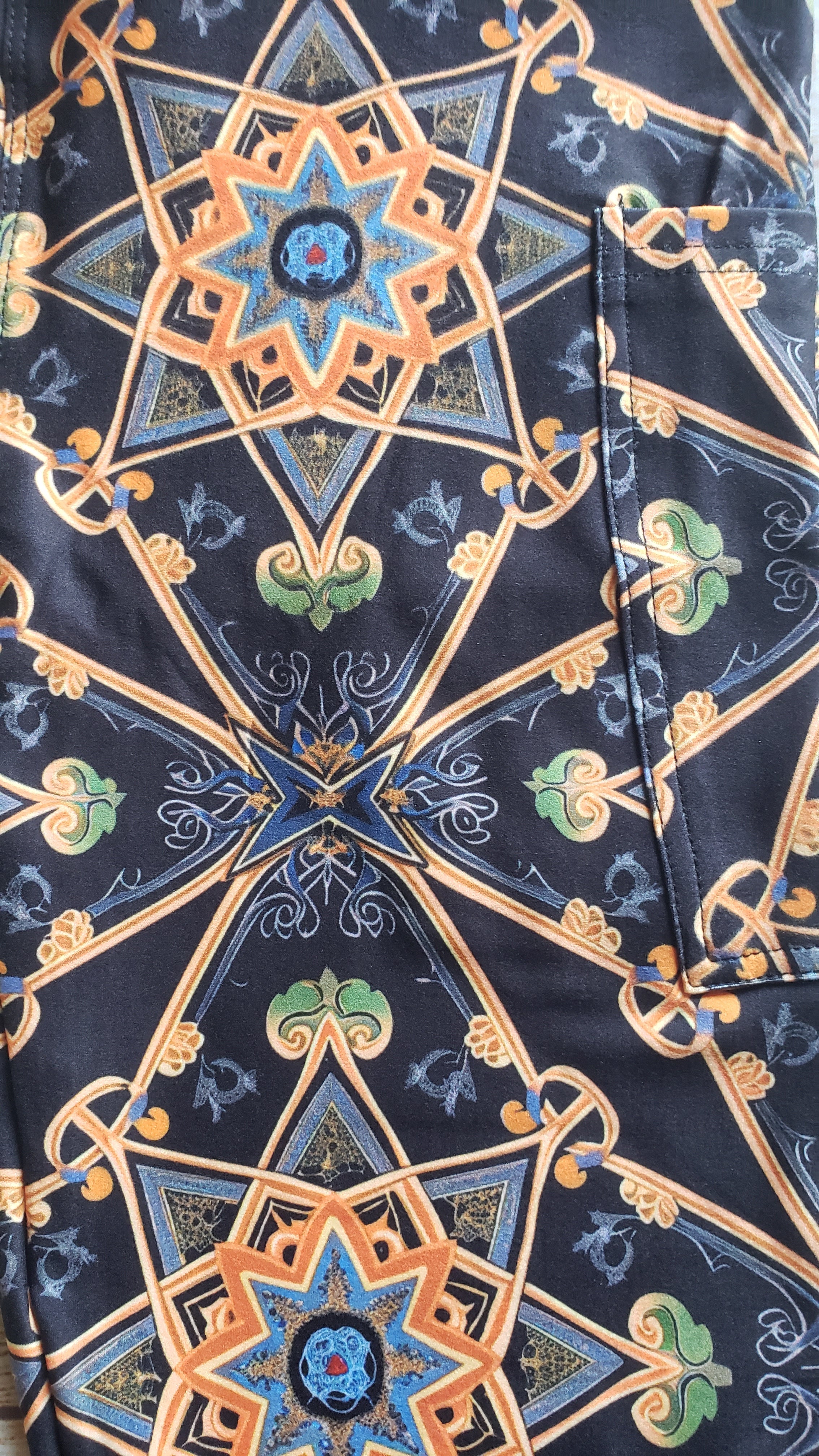 Star of David on black capris with pockets