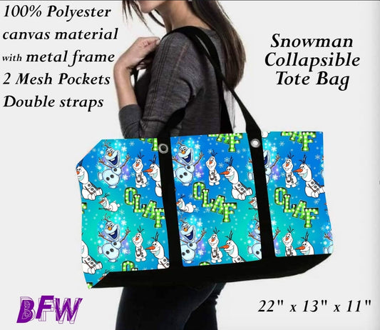 Snowman large tote and 2 inside mesh pockets