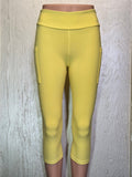 Solid Yellow capris with pockets