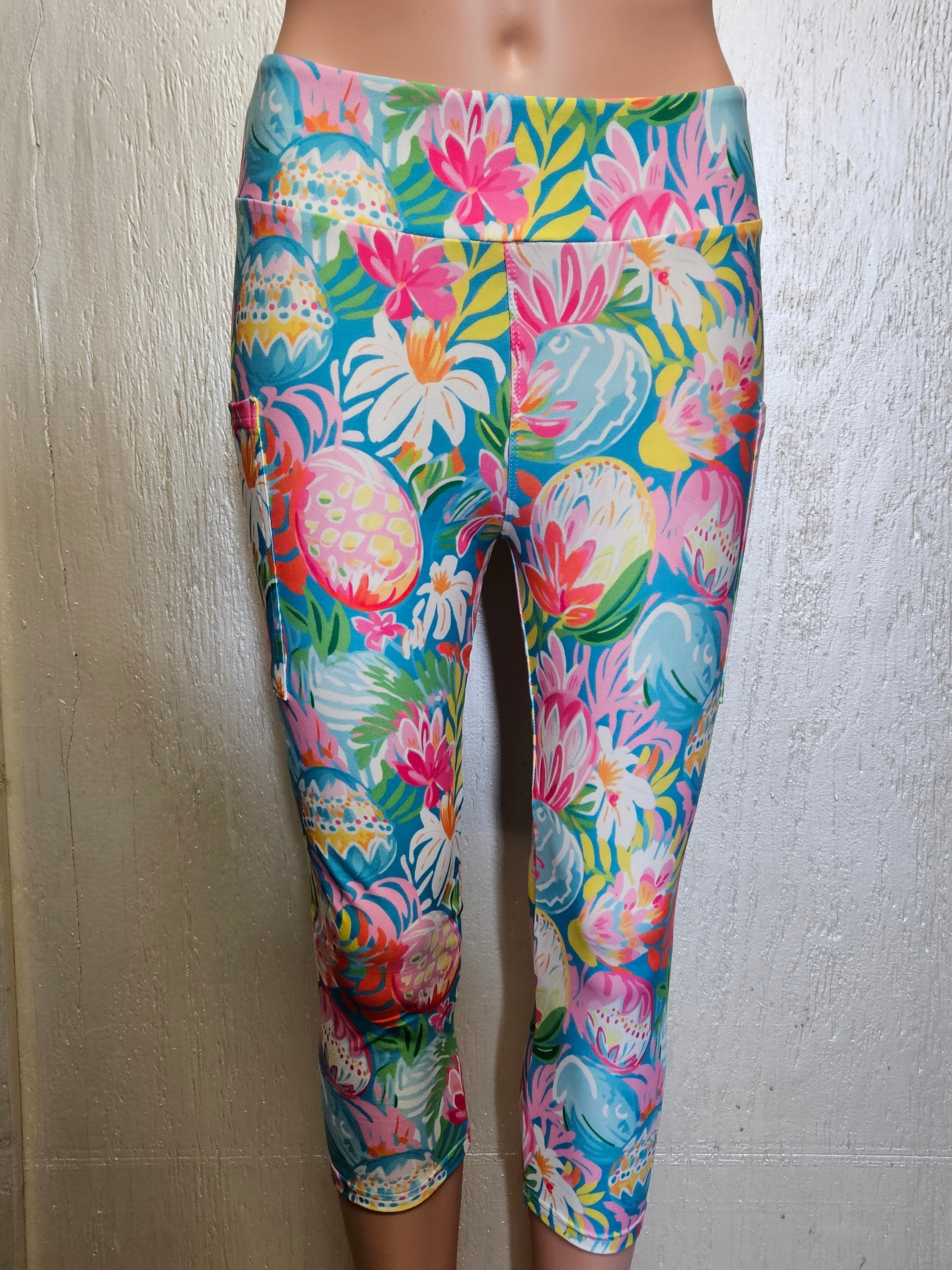 Easter Drawing Eggs capris with pockets