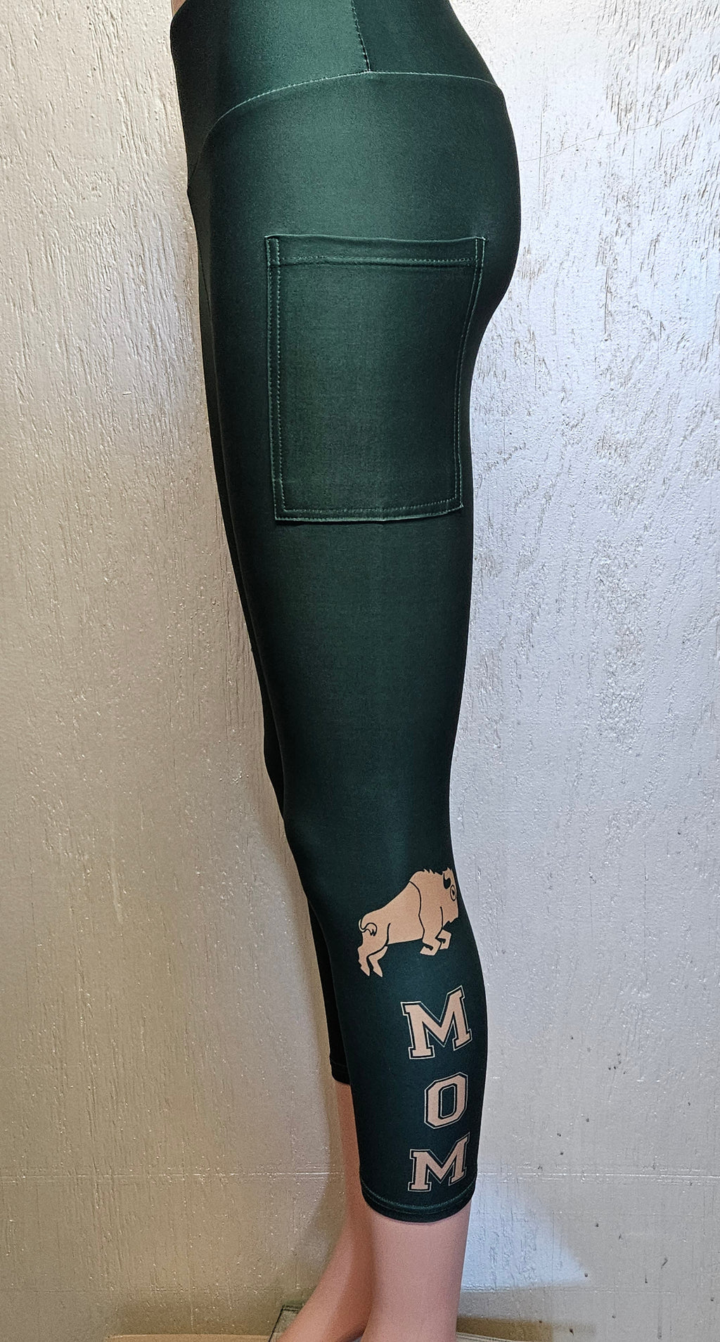 Green and Gold Buffalo Mom capris (Charter School support)