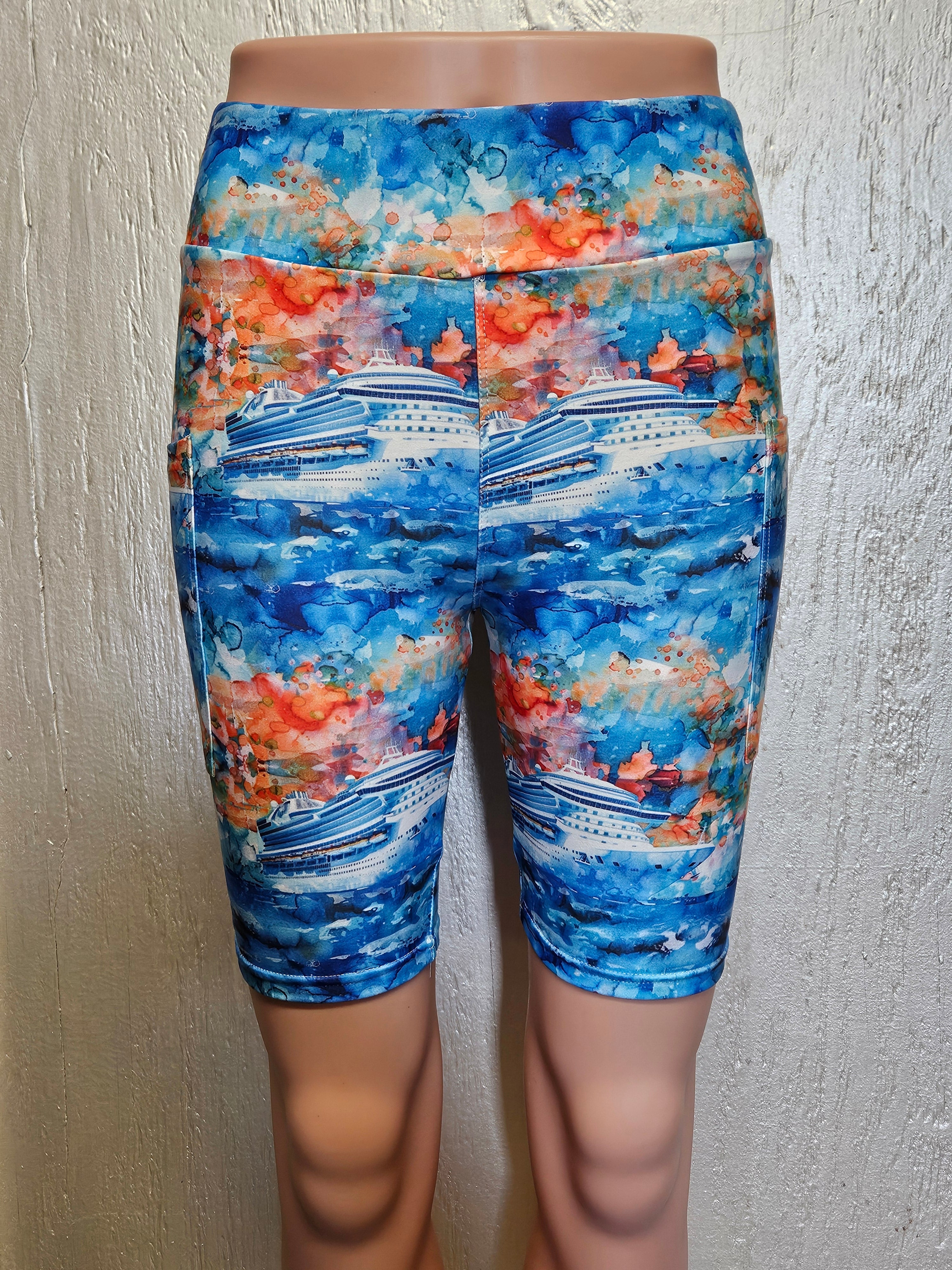 Ships at Sea capris, biker shorts and skorts with pockets