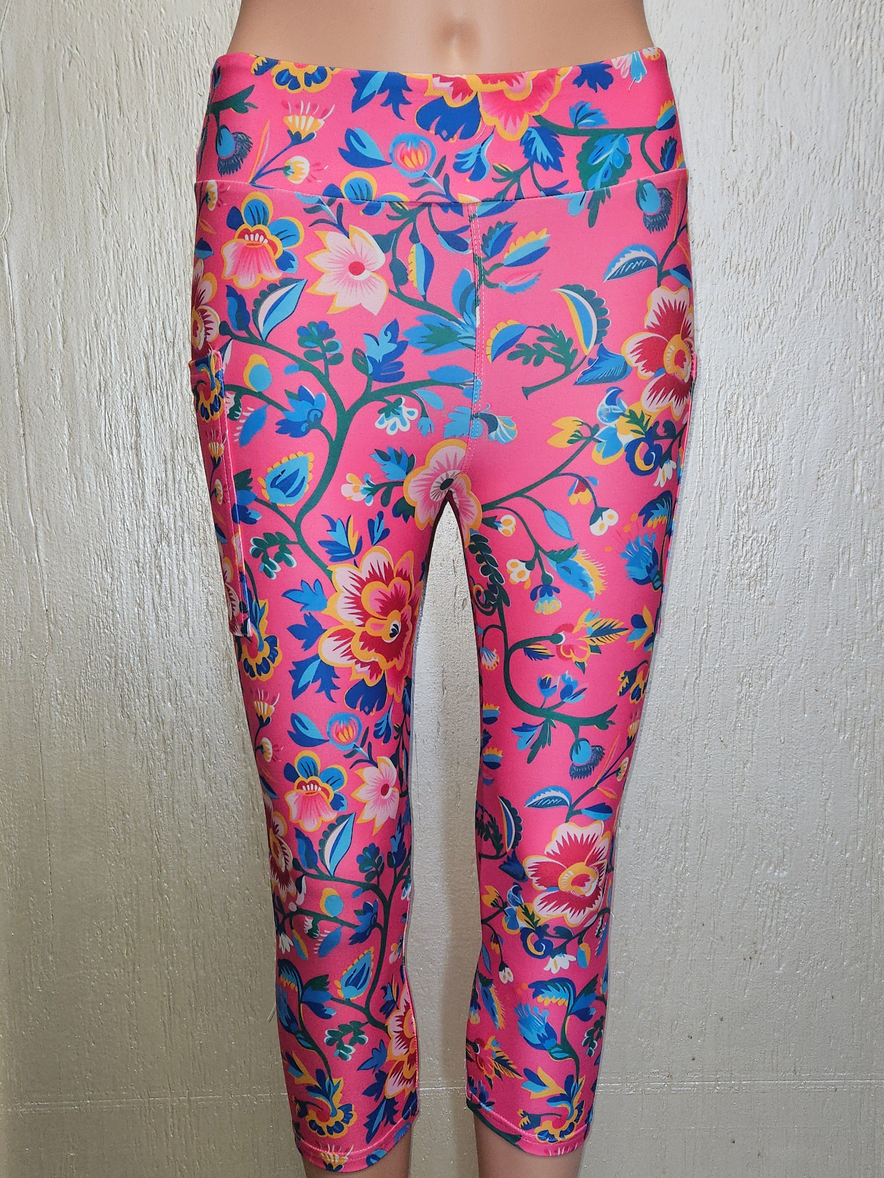 Mexican Floral On Pink skorts and capris with pockets