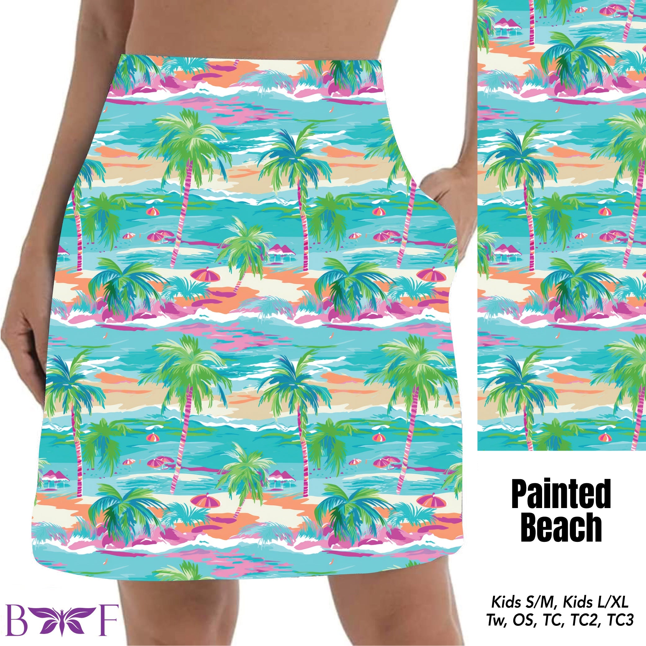 Painted Beach 8" biker shorts and skorts with pockets