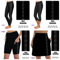 Gemstone Boxy Diamonds on Solid Black leggings, skorts, and capris with pockets REAL gemstones