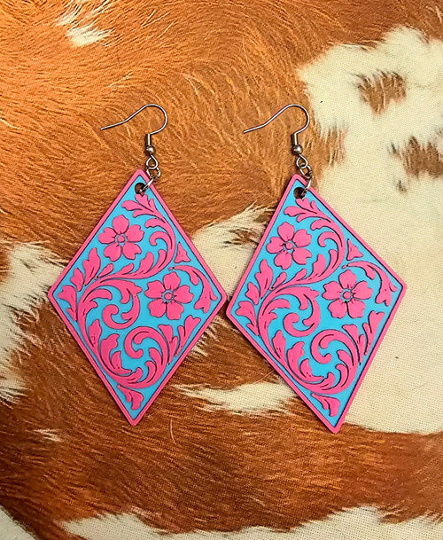 3D PRINTED WESTERN TOOLED FLORAL EARRINGS - MADE IN THE USA! Earrings
