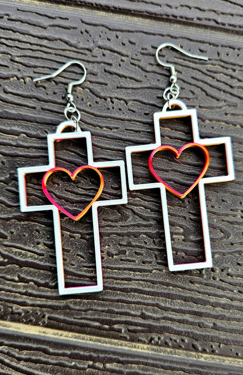 3D PRINT CHRISTIAN CROSS FAITH EARRINGS - MADE IN THE USA Earrings