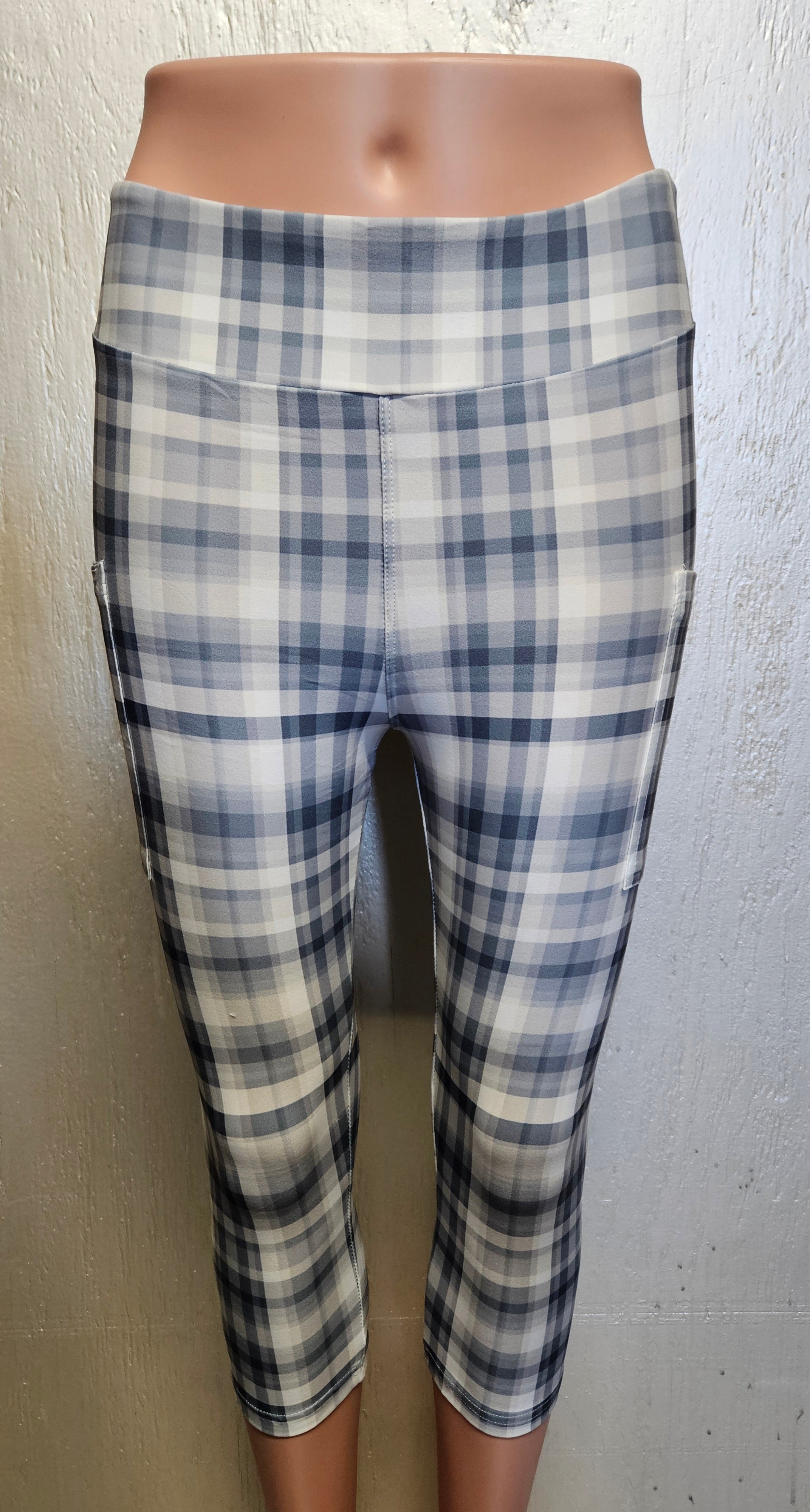 Grey Plaid capris and skorts with pockets
