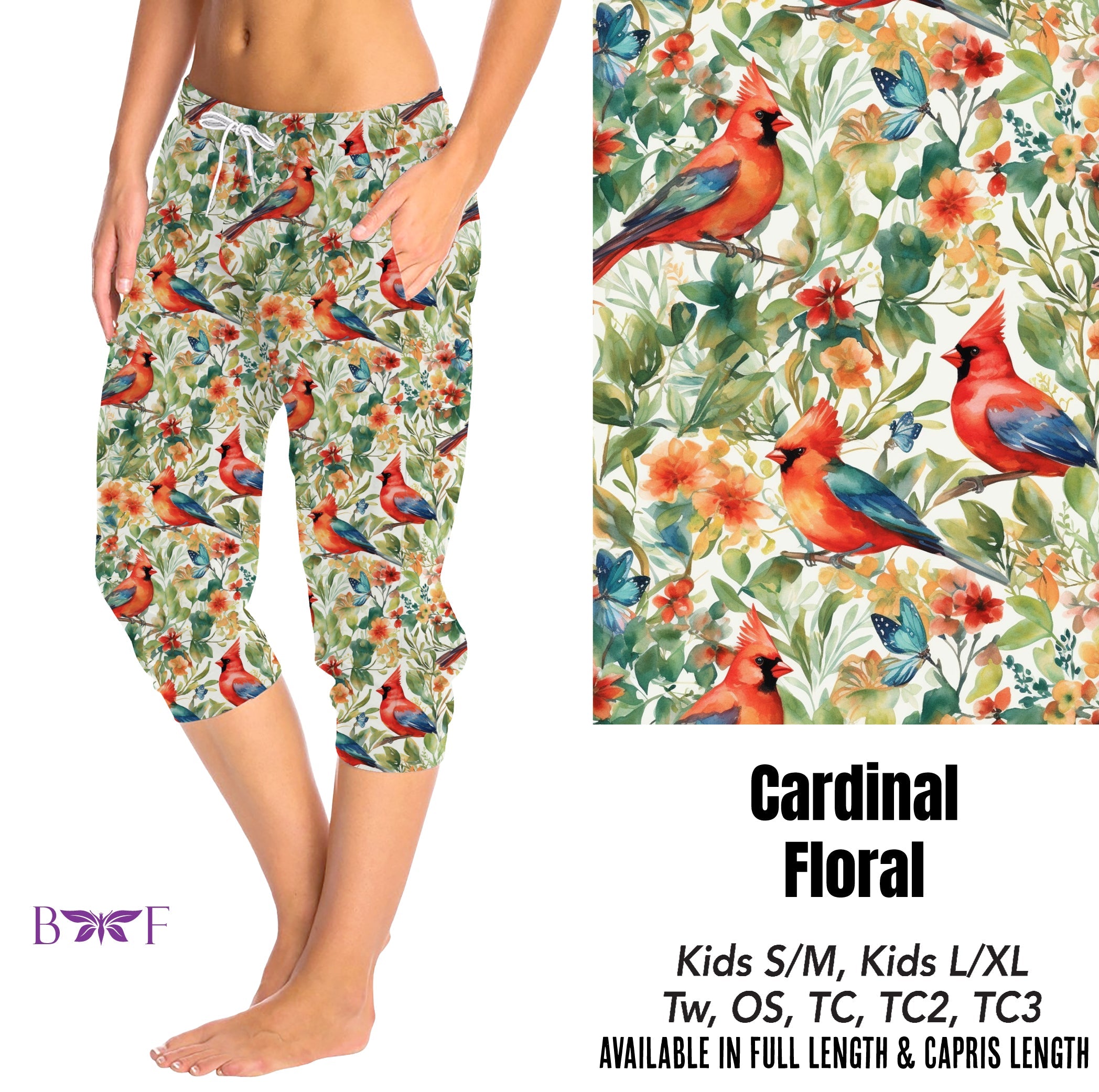 Cardinal Floral skorts, leggings and capris with pockets