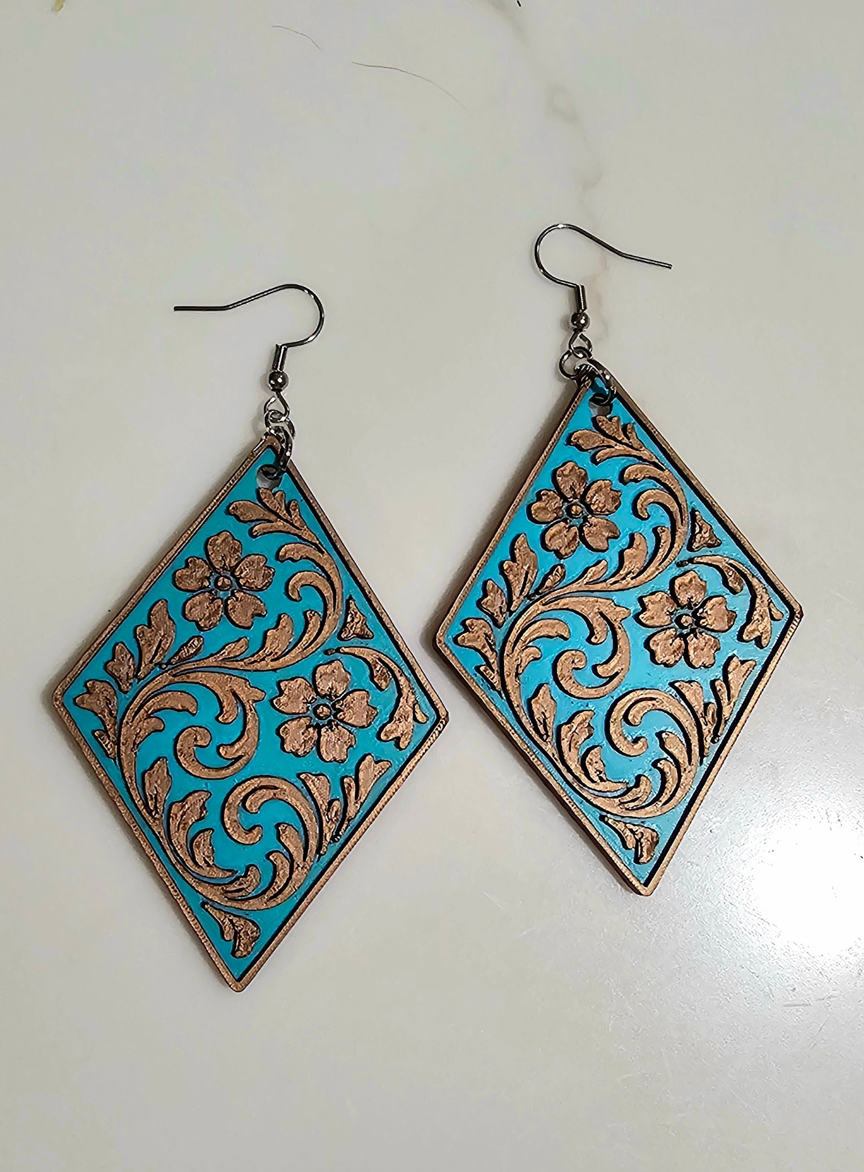 3D PRINTED WESTERN TOOLED FLORAL EARRINGS - MADE IN THE USA! Earrings