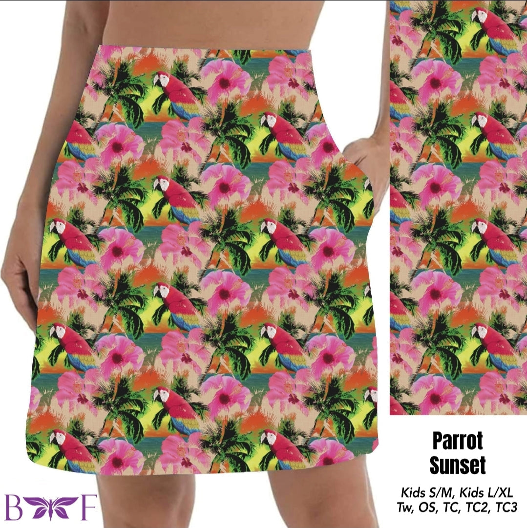 Parrot Sunset capris and skorts with pockets