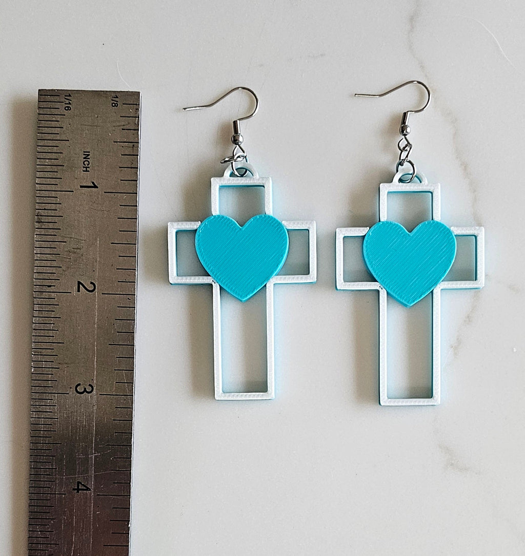 3D Print Christian Cross Faith Earrings Made in America Earrings