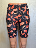 Gold leaves capris and biker shorts with pockets