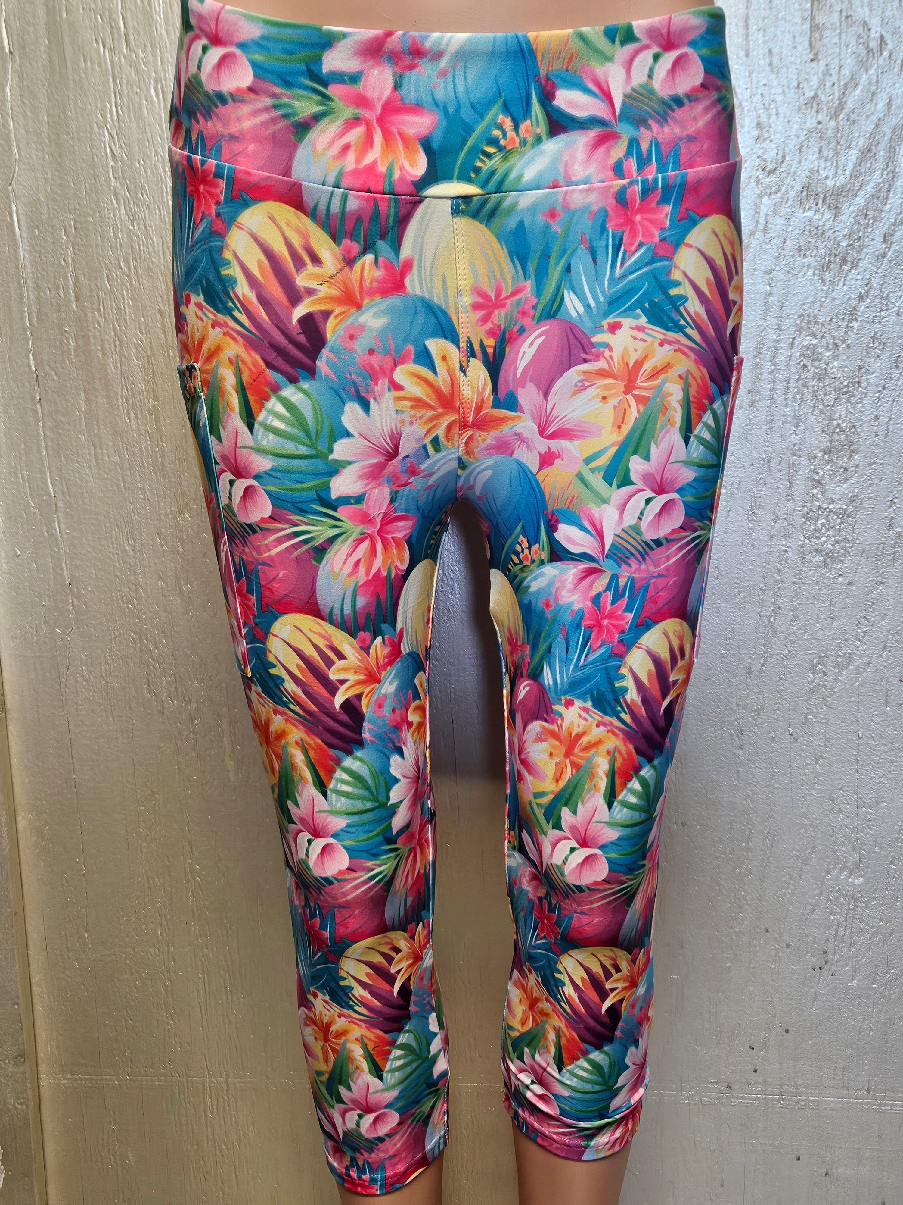 Easter Flower Eggs capris with pockets