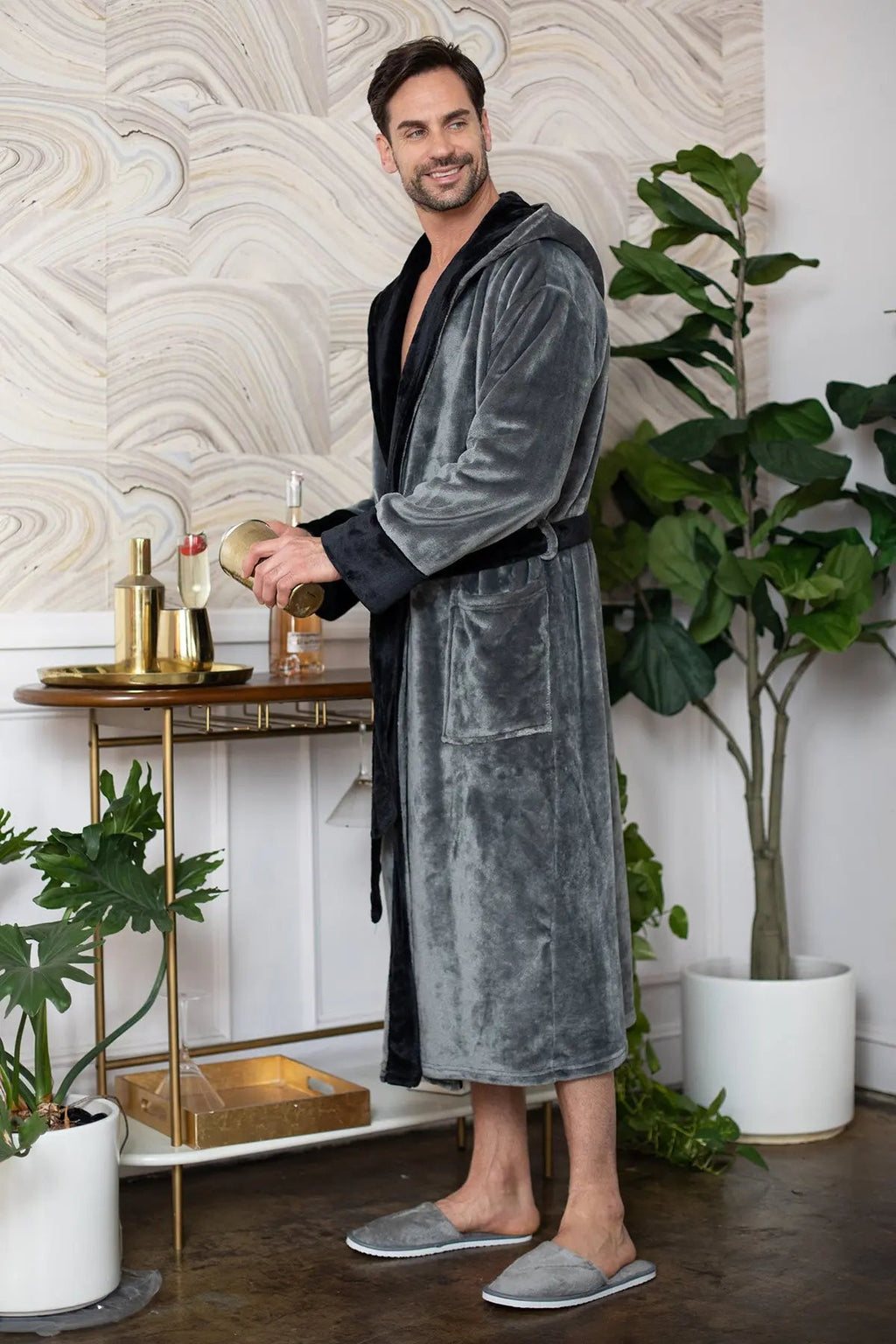 Men's Hooded Plush Robe