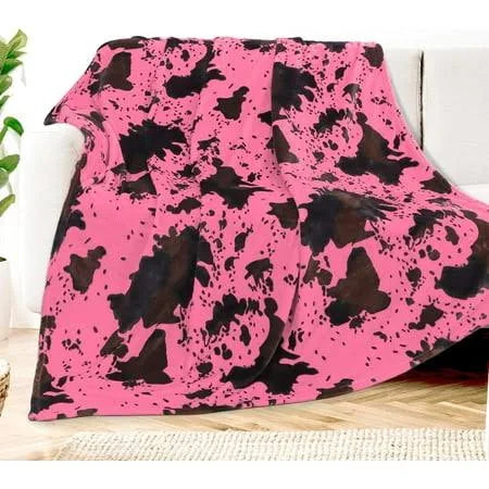 PINK COW PRINT BLANKET 60X80" Blanket