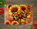 Sunflower Pumpkin Fall Bow Glass Cutting Board cutting board
