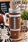 40 oz BLING GAME DAY FOOTBALL TUMBLER | STEAL THE SHOW
