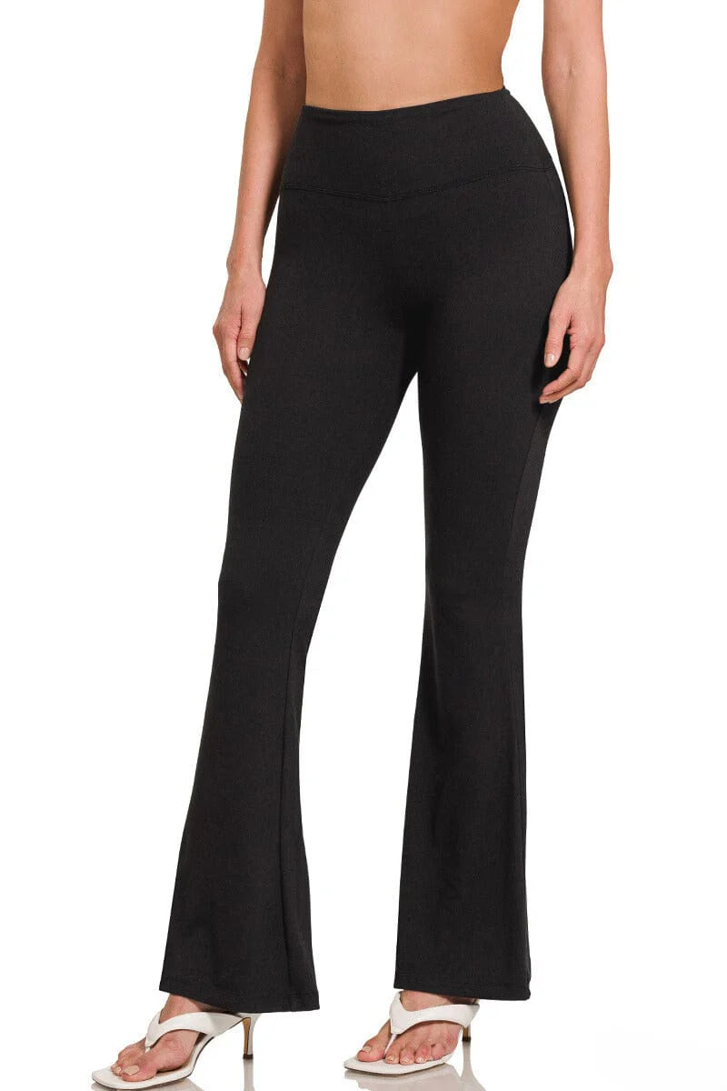 BUTTERY SOFT FLARE HIGH WAIST YOGA PANTS - BLACK Pants