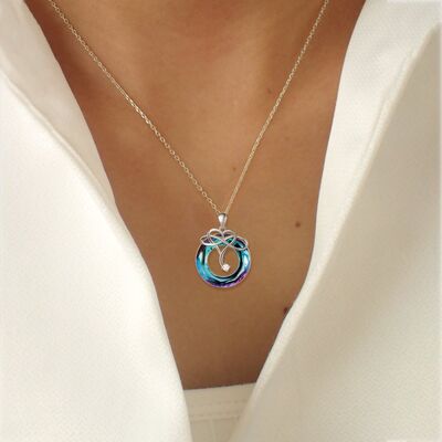 925 Sterling Silver Natural Crystal Pendant Necklace