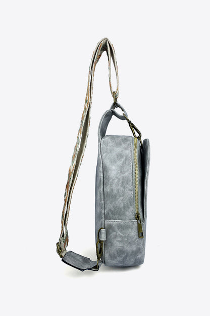 Adjustable Strap Faux Leather Sling Bag - Assorted Colors Available