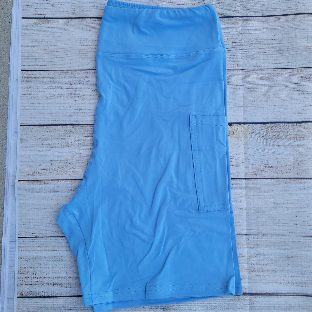 Solid Sky Blue capris and shorts with pockets