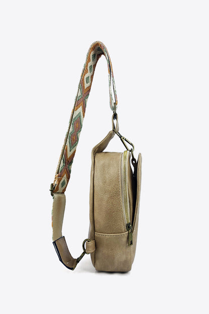 Adjustable Strap Faux Leather Sling Bag - Assorted Colors Available