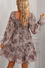 Load image into Gallery viewer, Floral Long Flounce Sleeve Square Neck Dress
