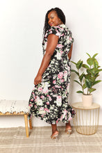 Load image into Gallery viewer, Double Take Floral Flutter Sleeve Tie-Waist Split Dress
