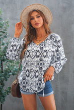 Load image into Gallery viewer, Printed Off-Shoulder Tied Balloon Sleeve Blouse
