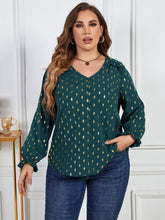 Load image into Gallery viewer, Plus Size Printed Frill Trim Flounce Sleeve Blouse

