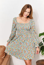 Load image into Gallery viewer, Double Take Floral Smocked Flounce Sleeve Square Neck Dress
