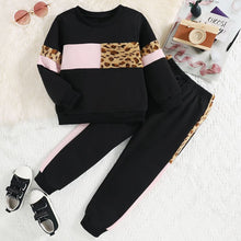 Load image into Gallery viewer, Color Block Round Neck Long Sleeve Top and Long Pants Set
