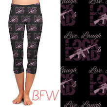 Load image into Gallery viewer, Live, Laugh, Lock &amp; Load with pockets leggings/capris/shorts
