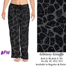 Load image into Gallery viewer, Glittery Giraffe leggings, Capris, Full length joggers
