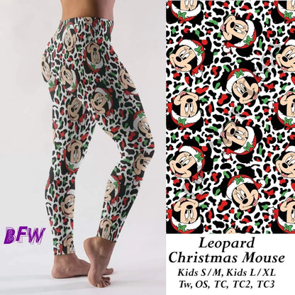 Leopard Christmas mouse leggings, capris and lounge pants