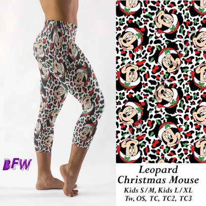 Leopard Christmas mouse leggings, capris and lounge pants