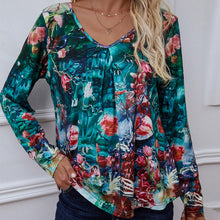 Load image into Gallery viewer, Printed V-Neck Long Sleeve Blouse
