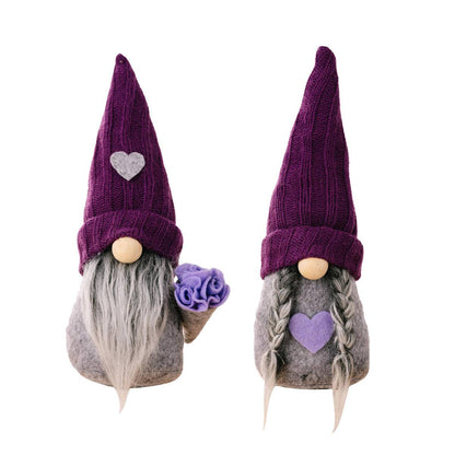 Purple Christmas Faceless Gnome With Knit Hat Ornament