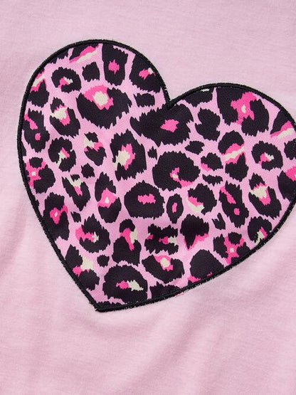 Leopard Heart Graphic Top and Pants Set