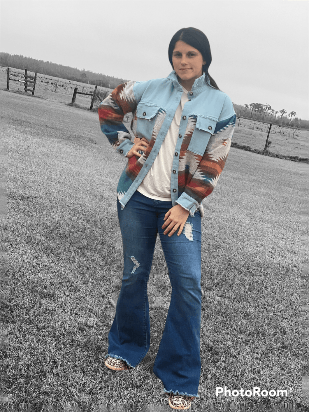 BLUE TEAL SHACKET BY BLUE B - WESTERN STYLIN'