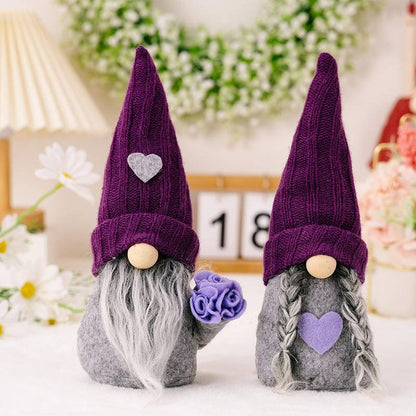 Purple Christmas Faceless Gnome With Knit Hat Ornament
