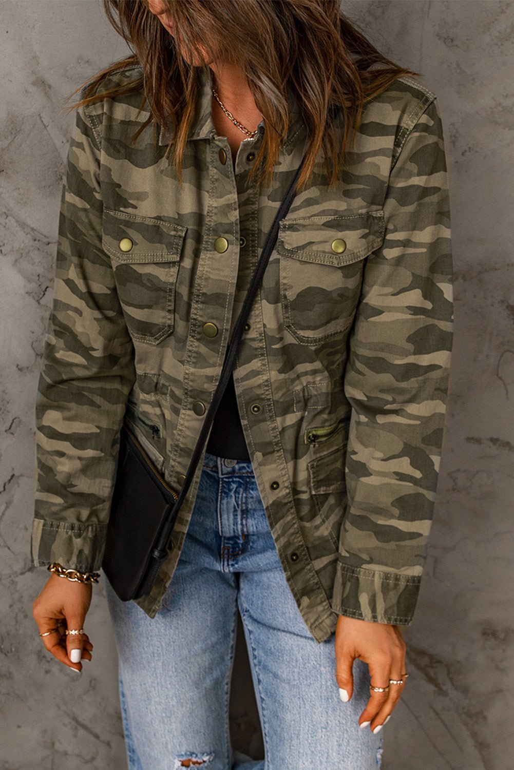 Camouflage Snap Down Jacket - WESTERN STYLIN'