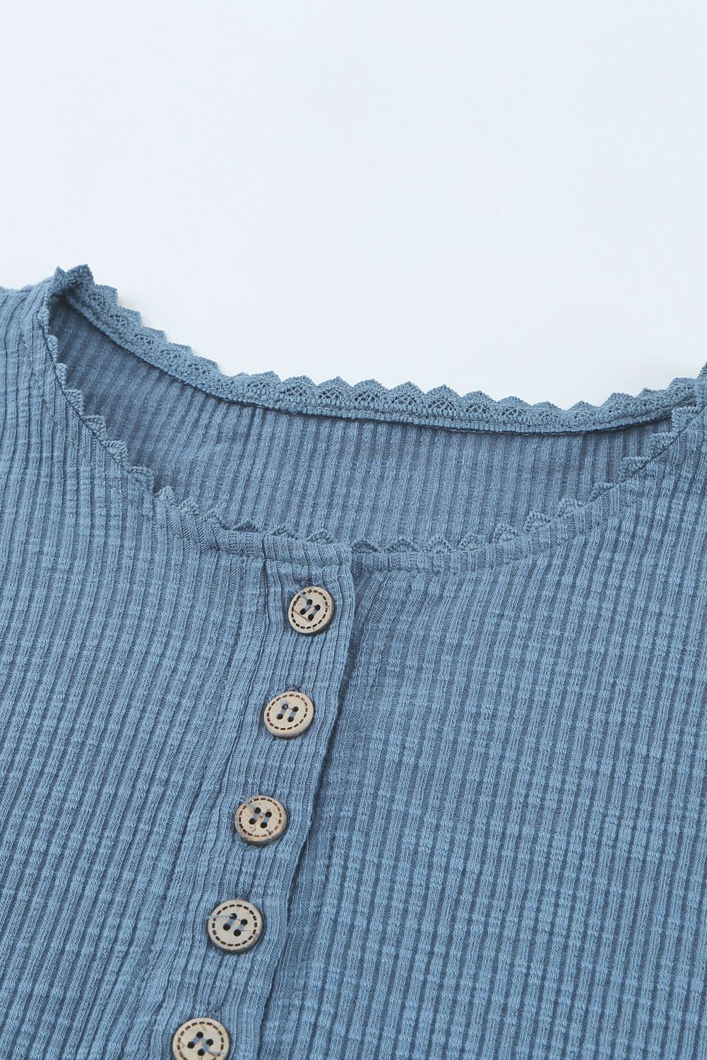 Crochet Lace Hem Sleeve Button Top - WESTERN STYLIN'