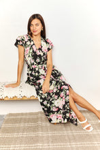 Load image into Gallery viewer, Double Take Floral Flutter Sleeve Tie-Waist Split Dress
