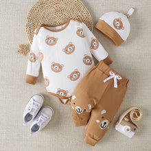 Load image into Gallery viewer, Bear Print 3 pc Bodysuit and Joggers Set
