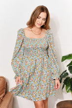 Load image into Gallery viewer, Double Take Floral Smocked Flounce Sleeve Square Neck Dress
