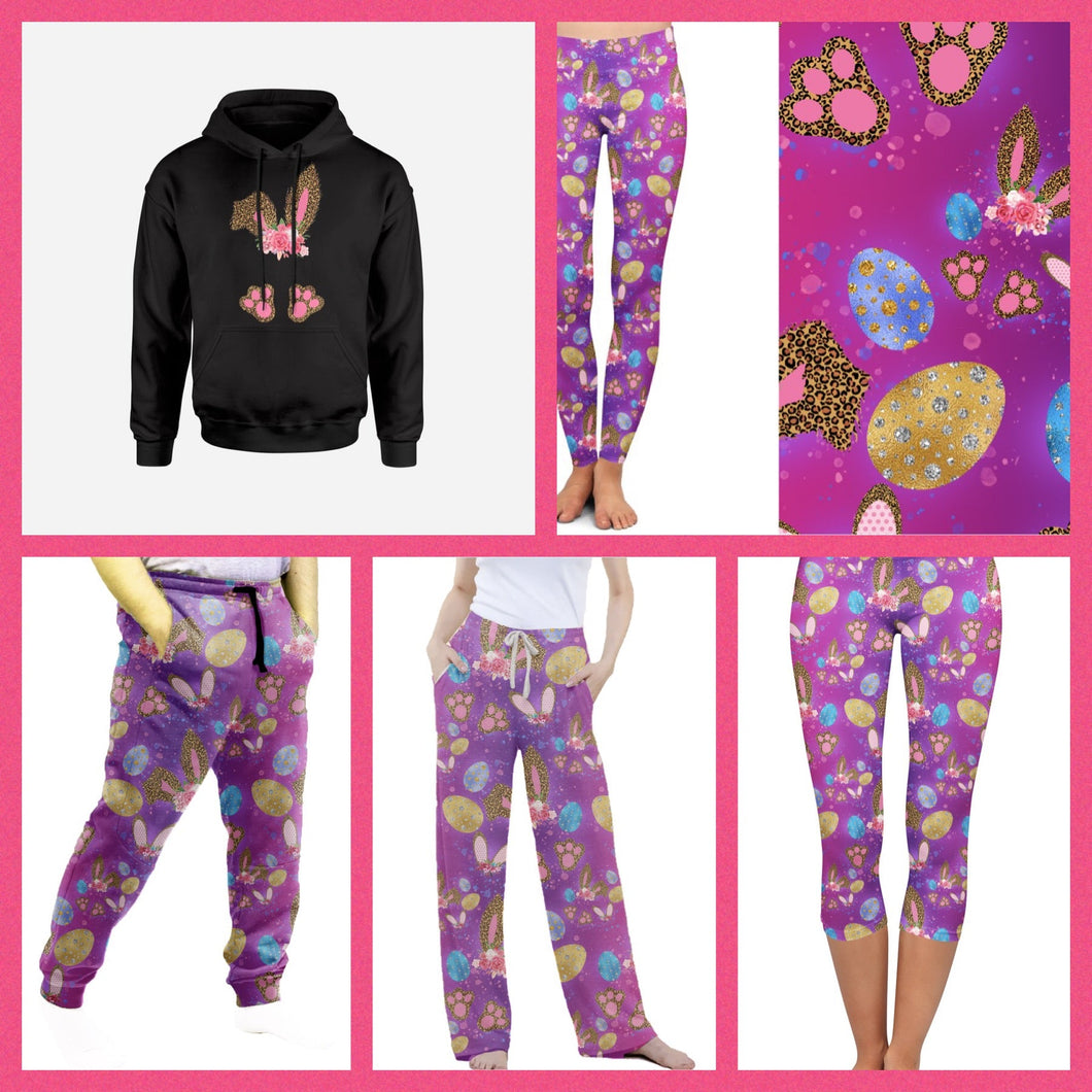 “Floral Ears” Easter Hoodies, Leggings, capris, Lounge Pants and Joggers